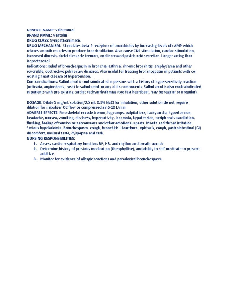 Salbutamol (Ventolin Neb)