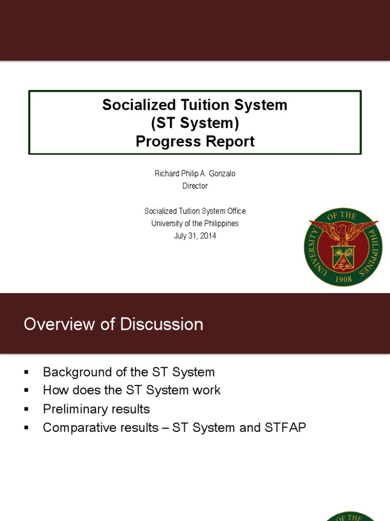 Socialized Tuition System (ST System) Progress Report PDF