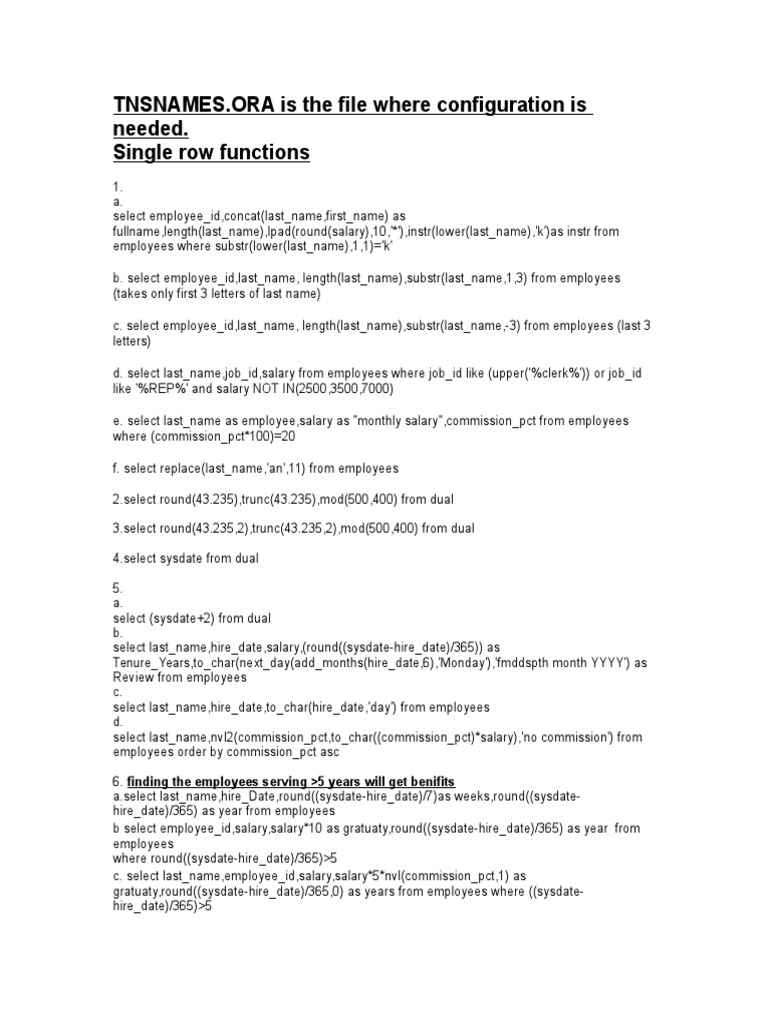 TNSNAMES ORA Is The File Where Configuration Is Needed. Single Row