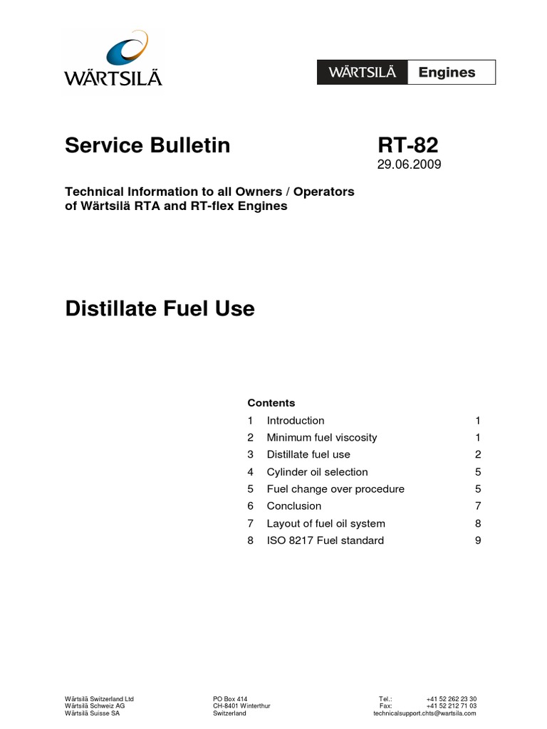 Wartsila SR RT82 Distillate Fuel Use | PDF | Fuel Oil | Pump