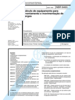 NBR08400 - 1984 - Calculo de Equipamento Para Levantamento de Carga