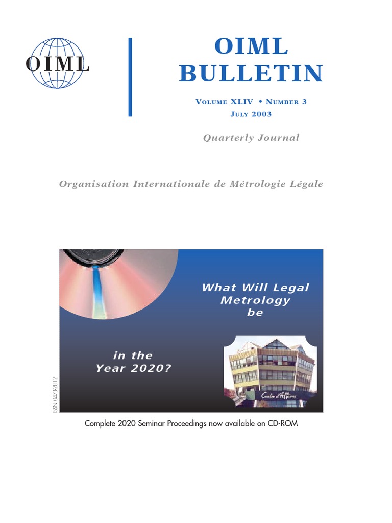 Oiml Bulletin July 2003 | PDF | Uncertainty | Confidence Interval