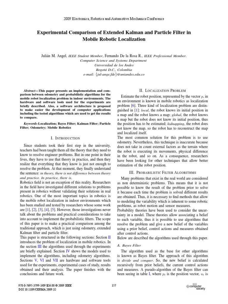 Experimental Comparison of Extended Kalman and Particle Filter in ...