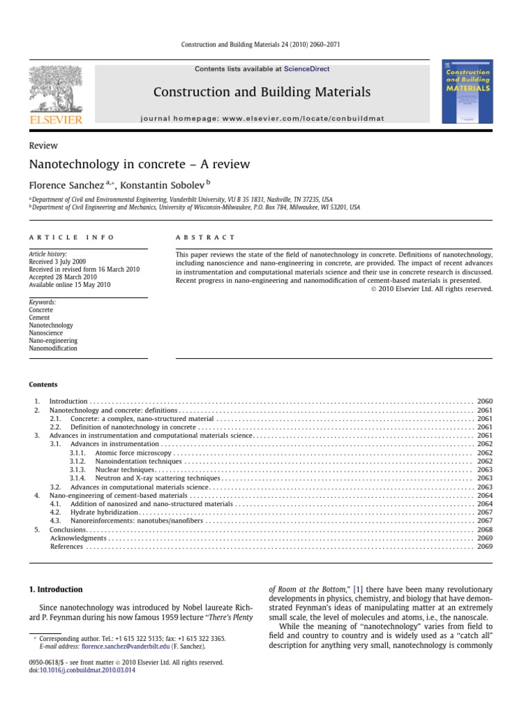 Nanotechnology Applications in Concrete | PDF | Nanotechnology | Concrete