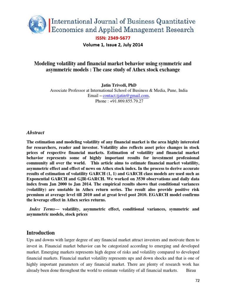 Volume 1, Issue 2, July 2014: ISSN: 2349-5677 | PDF | Volatility ...