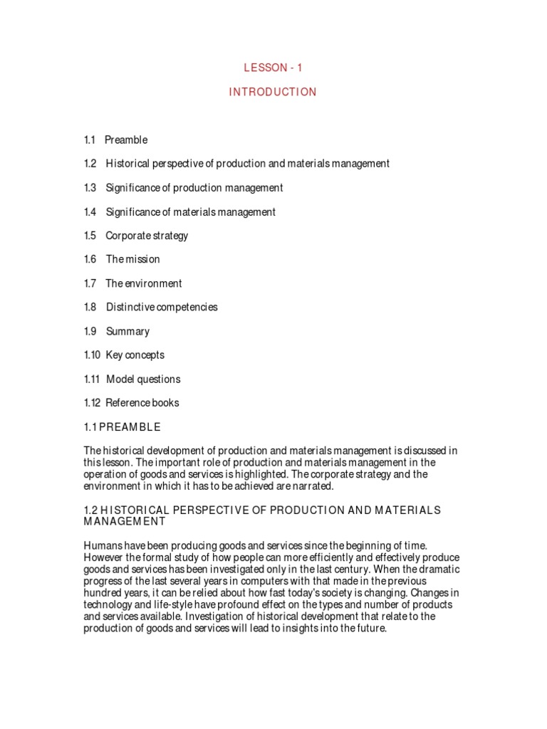 Production and Materials Management PDF Strategic Management
