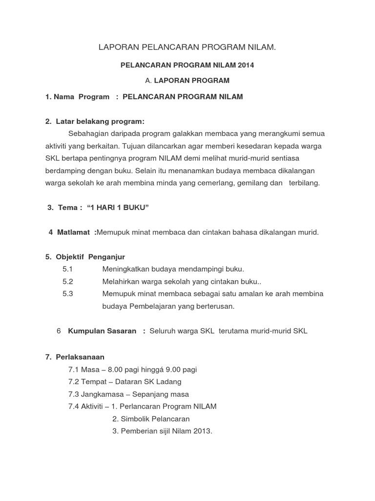 Laporan Pelancaran Program Nilam
