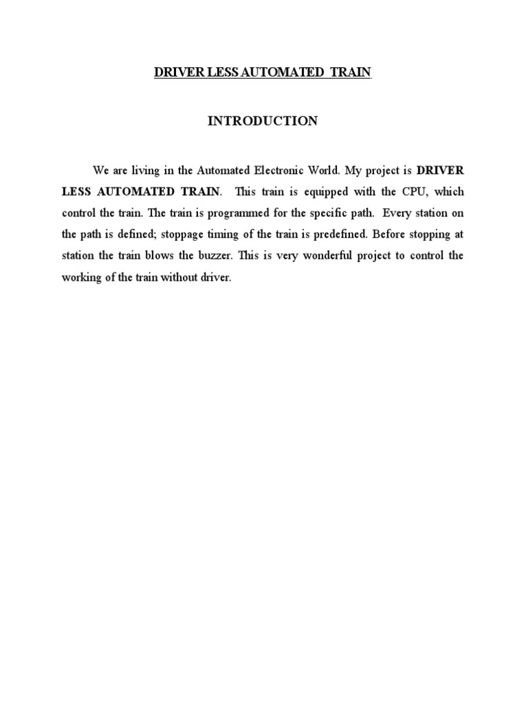 LESS AUTOMATED TRAIN. This Train Is Equipped With The CPU, Which | PDF ...