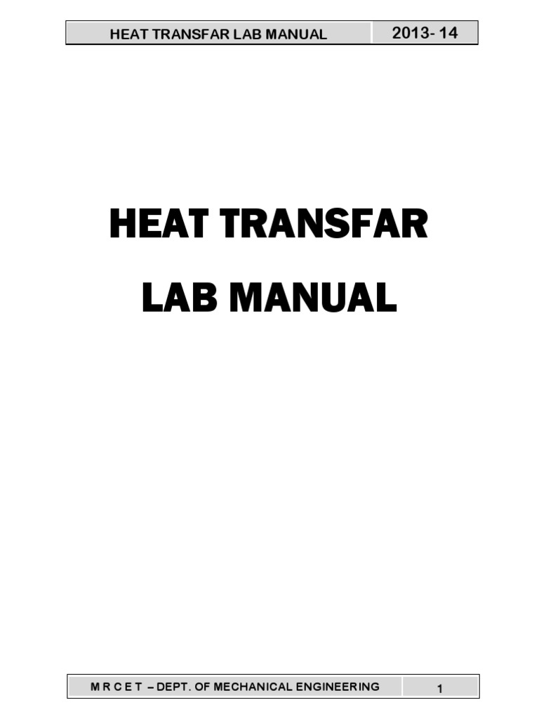 Mech 32 HT Lab Manual | PDF | Heat Transfer | Thermal Insulation