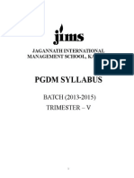 PGDM Syllabus: BATCH (2013-2015) Trimester - V