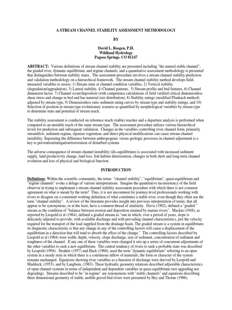 Stream Channel Stability Assessment Method | PDF | River | Erosion