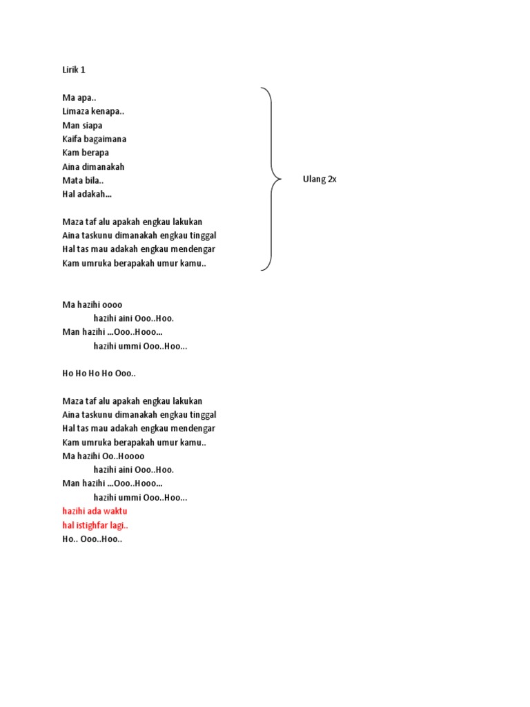 Lirik Lagu Bahasa Arab Pdf