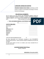 Declaración jurada gastos familiares