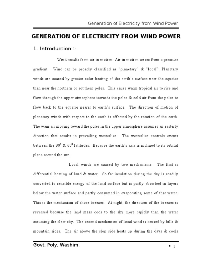 Wind Energy to Electricity Conversion | PDF | Wind Power | Electric ...