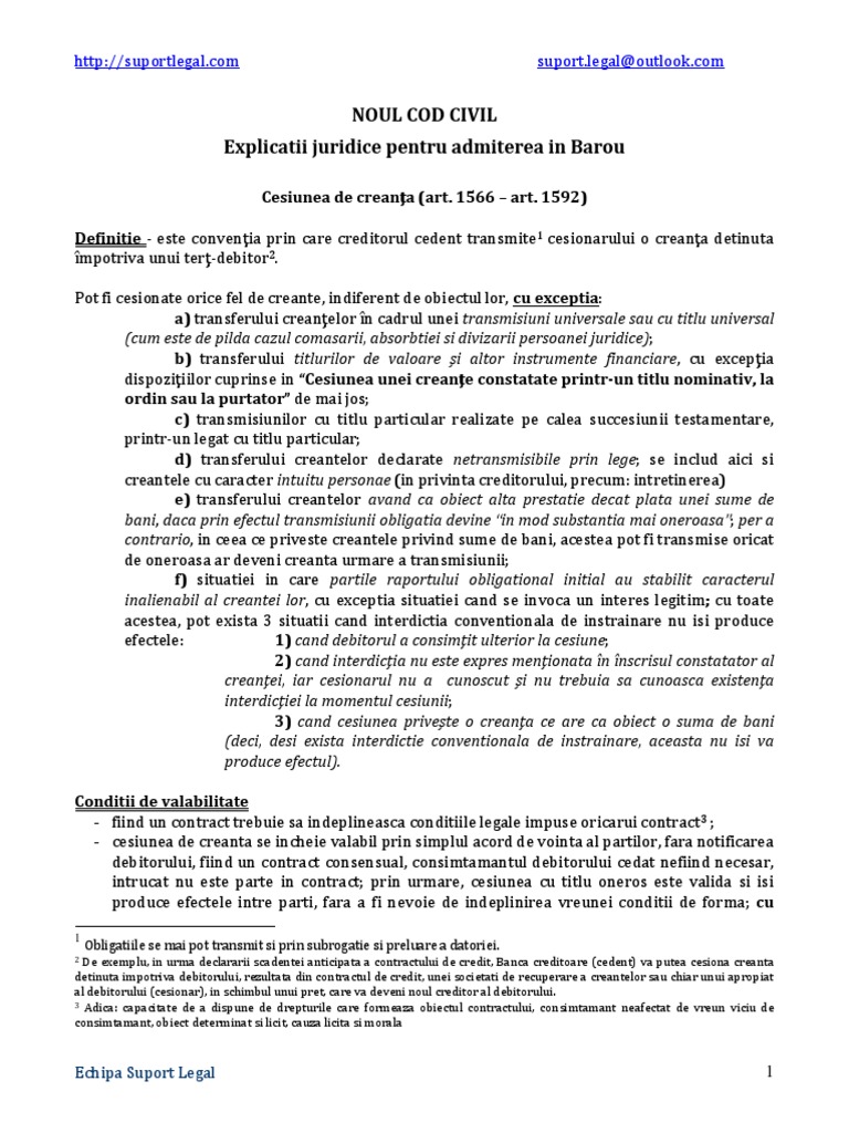 Cesiunea De Creanta Explicatii Juridice