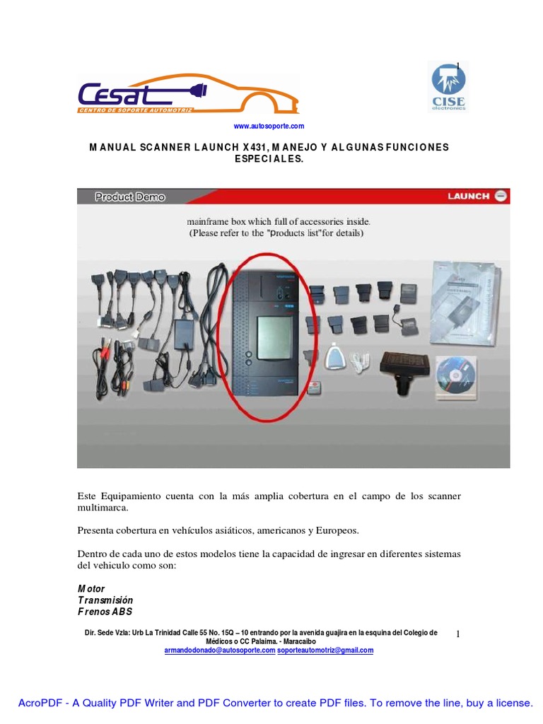 Manual Scanner Launch X431, Manejo Y Algunas Funciones Especiales