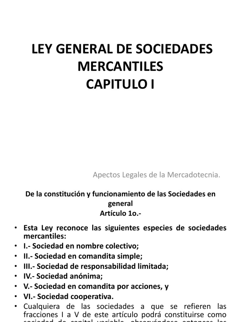 Ley General de Sociedades Mercantiles 1a10 | PDF | Liquidación ...