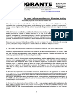 Position Paper On The Need To Improve Overseas Absentee Voting