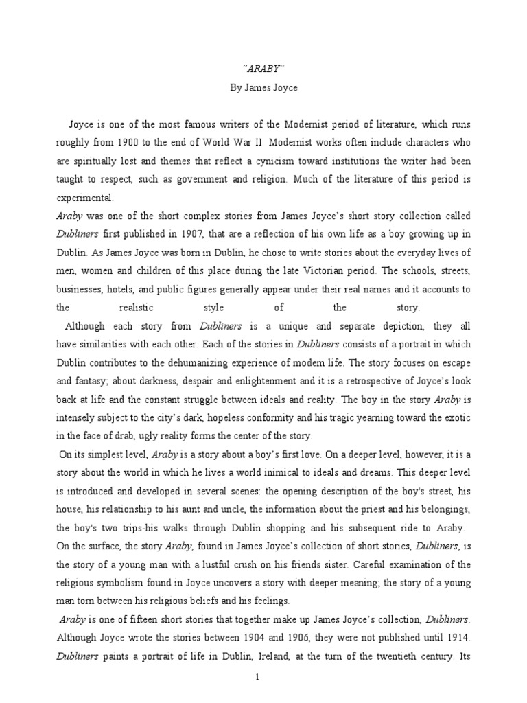 Araby critical essay picture