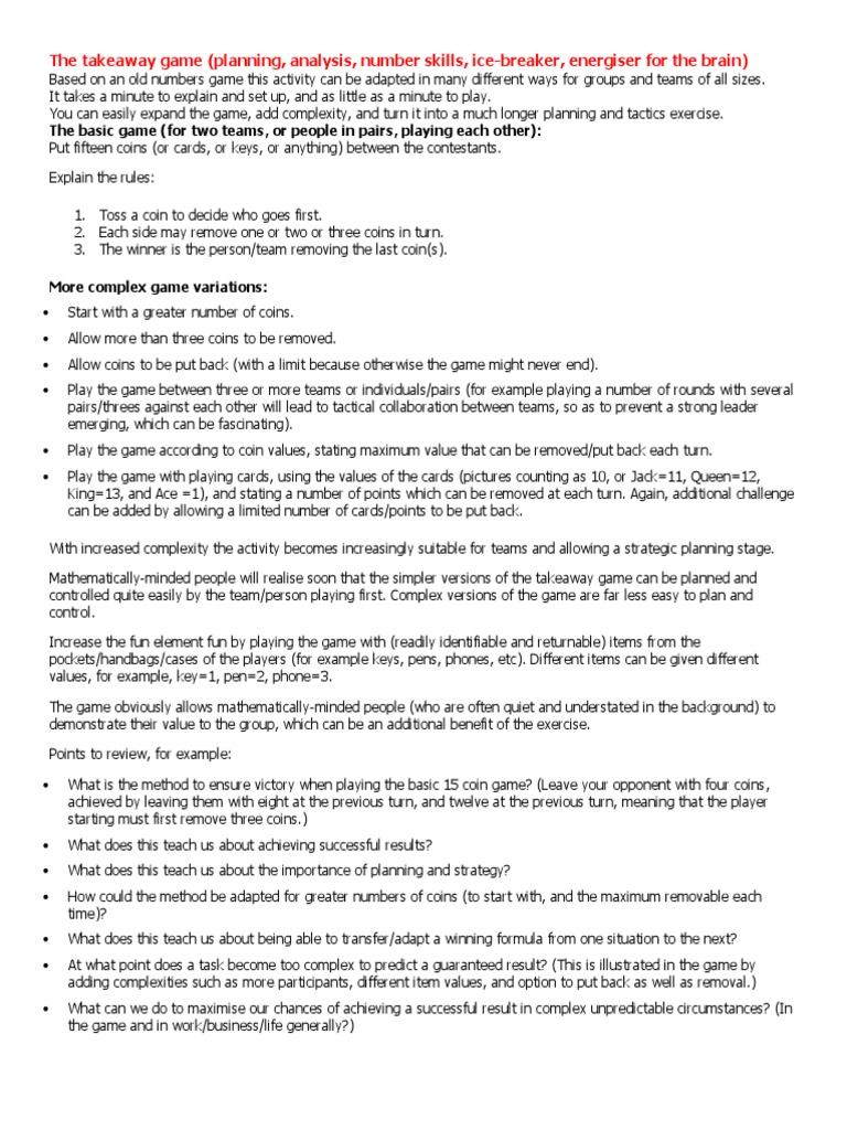 Structured Learning Experiences - Games | PDF | Oliver Twist | Sales