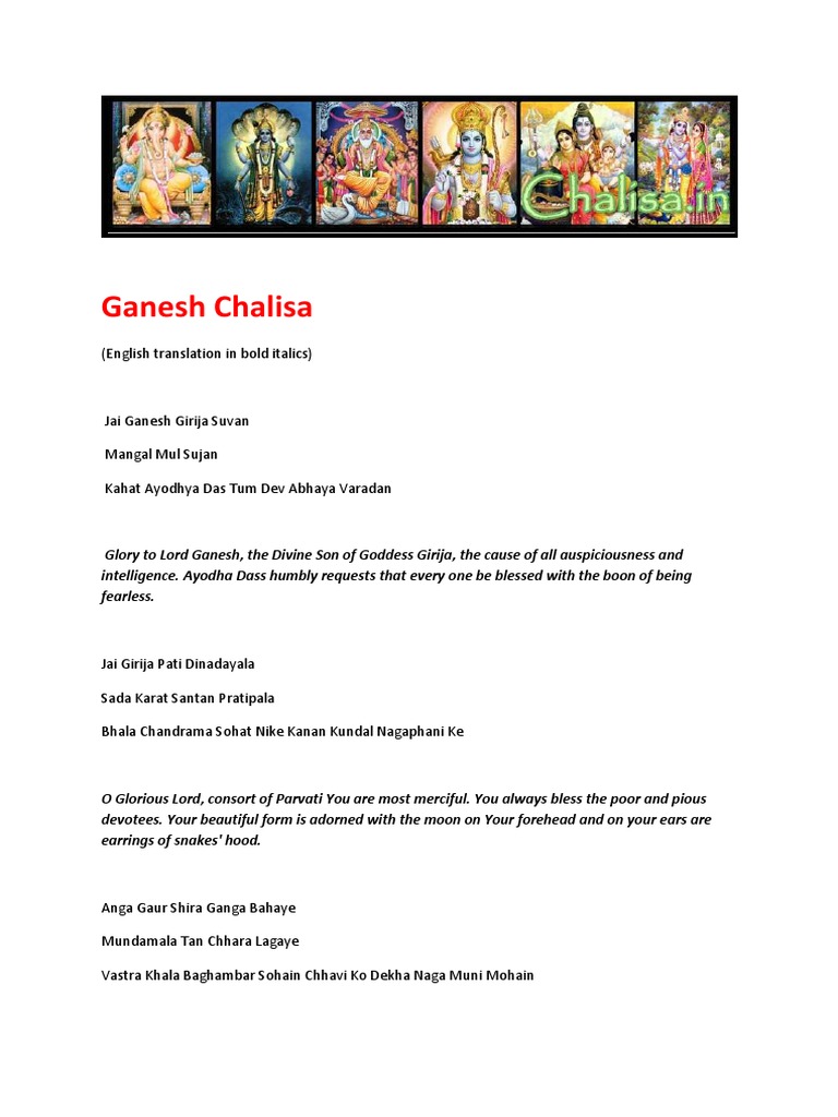 Ganesh Chalisa | PDF | Hindu Worship | Hindu Behaviour And Experience