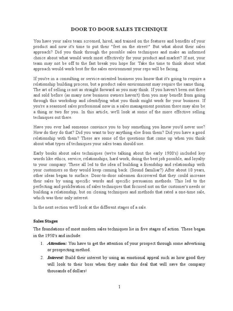 Door To Door Sales Guideline Sales Customer Relationship