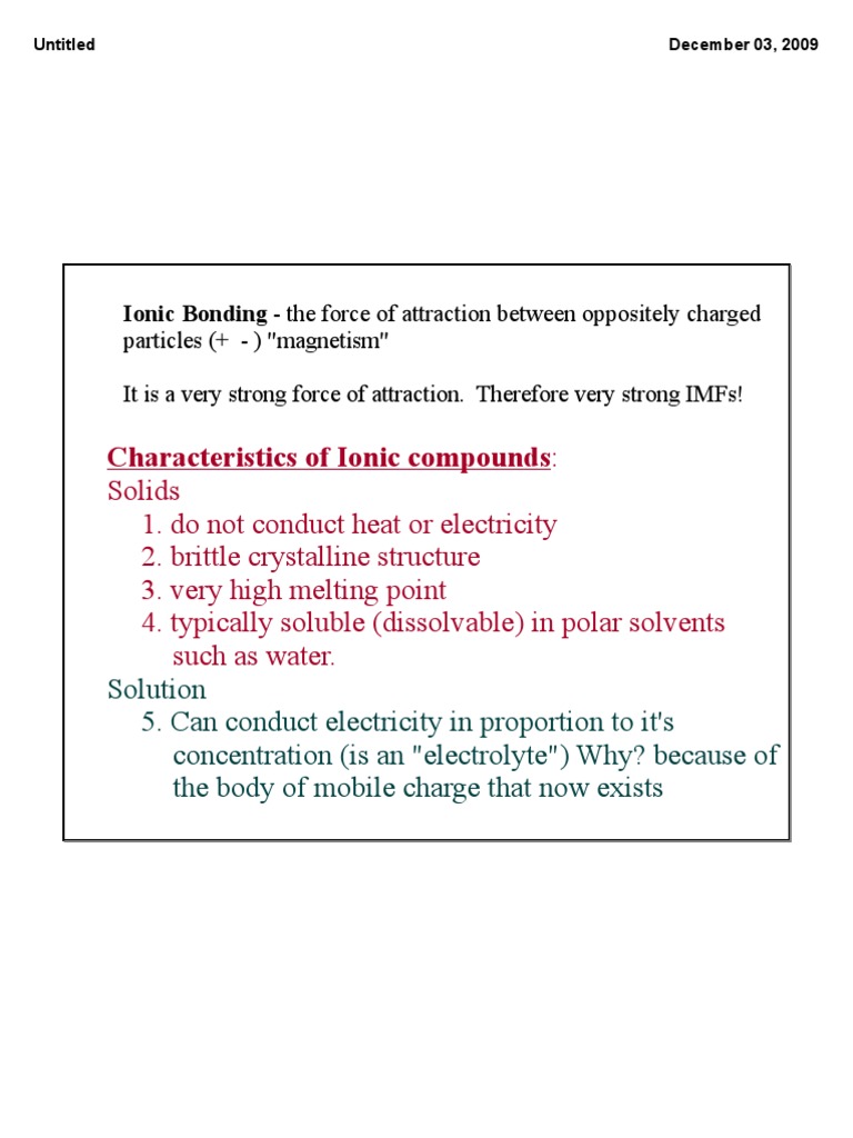 Characteristics of Ionic Compounds | PDF | Ion | Ionic Bonding