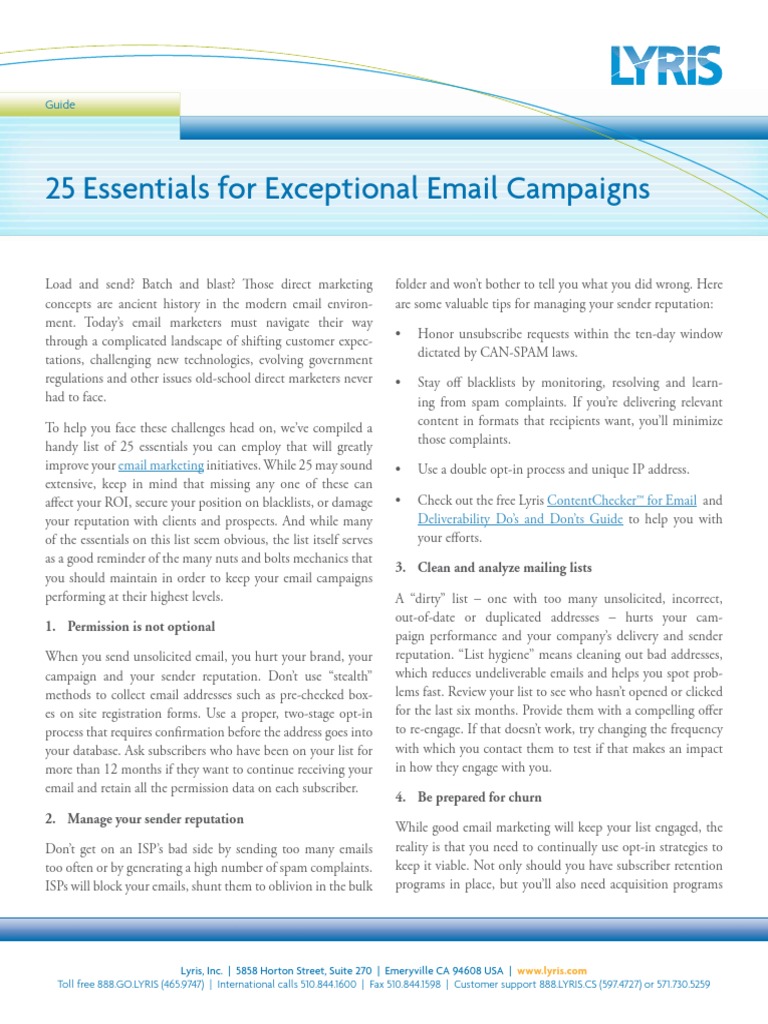 25 Essentials For Exceptional Email Campaigns | PDF | Computers