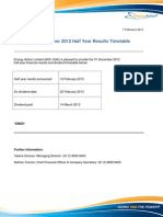 2013 - 02 - 07 - Half Year Results and Dividend Timetable