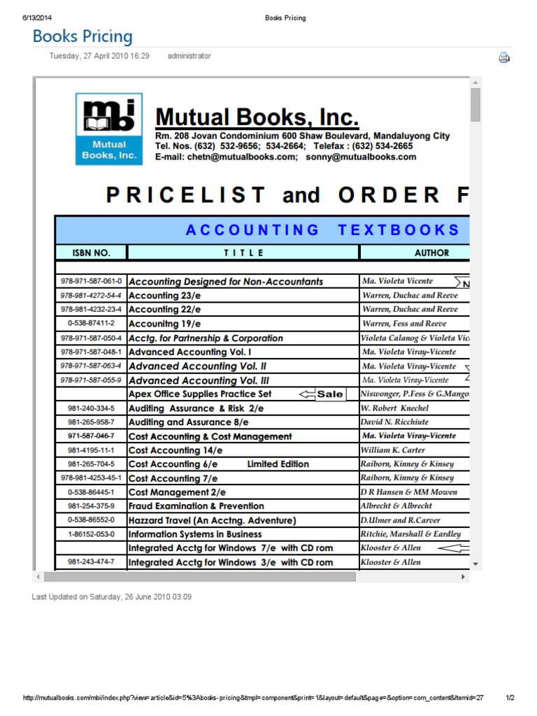 Books Pricing | PDF