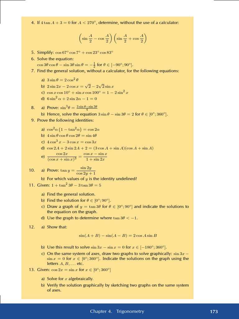 173 Chapter 4. Trigonometry | PDF | Trigonometric Functions | Sine