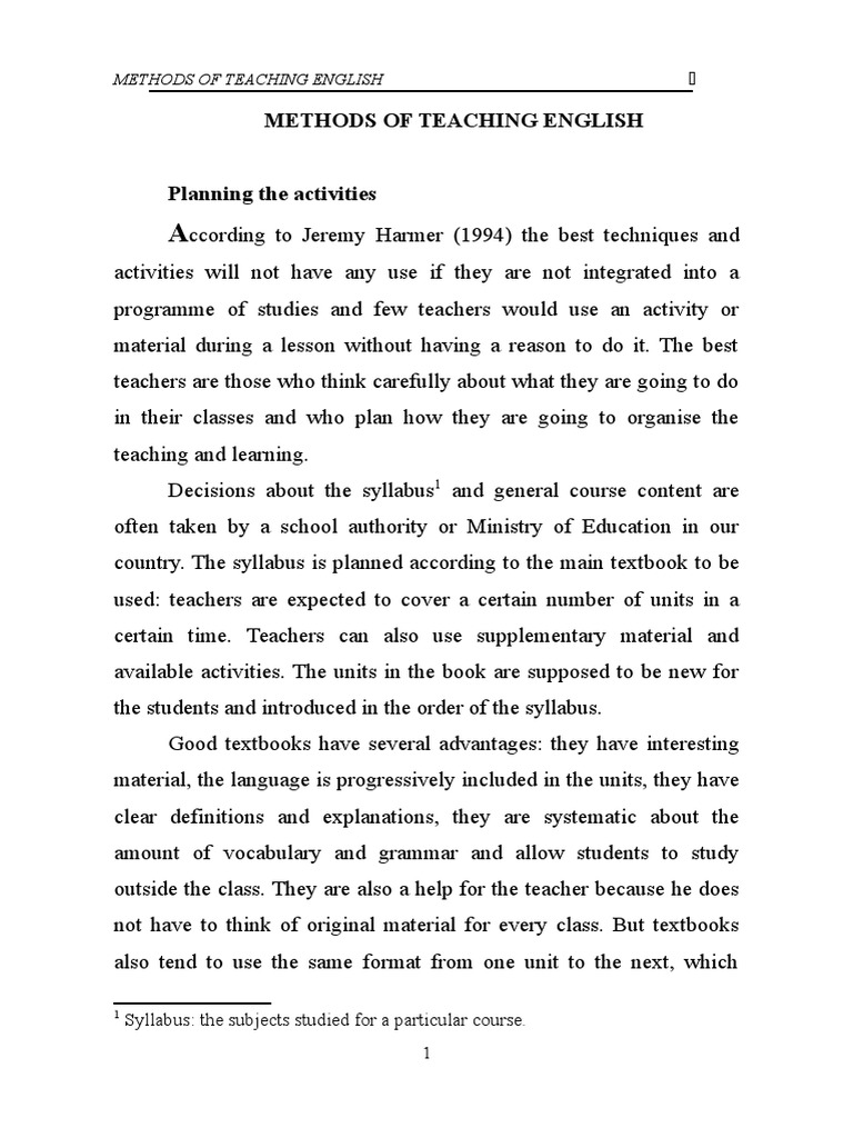 Methods of Teaching English | PDF
