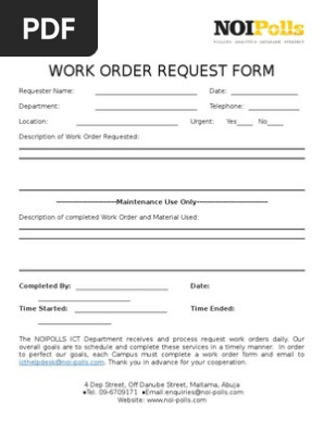 Work Order Form