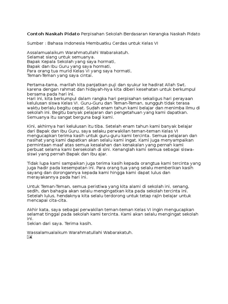 Contoh Teks Pidato Bahasa Indonesia Tentang Perpisahan - Terkait Teks