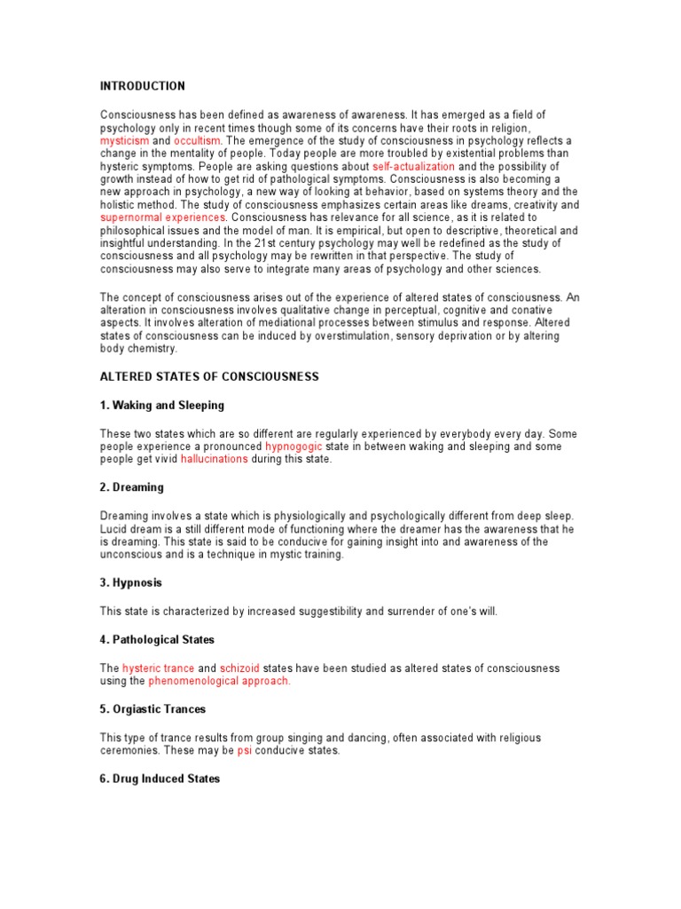 Exploring Altered States of Consciousness | PDF | Consciousness ...
