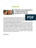 Dall'Uomo Di Neanderthal La Variante Genetica Che Predispone Al Diabete.