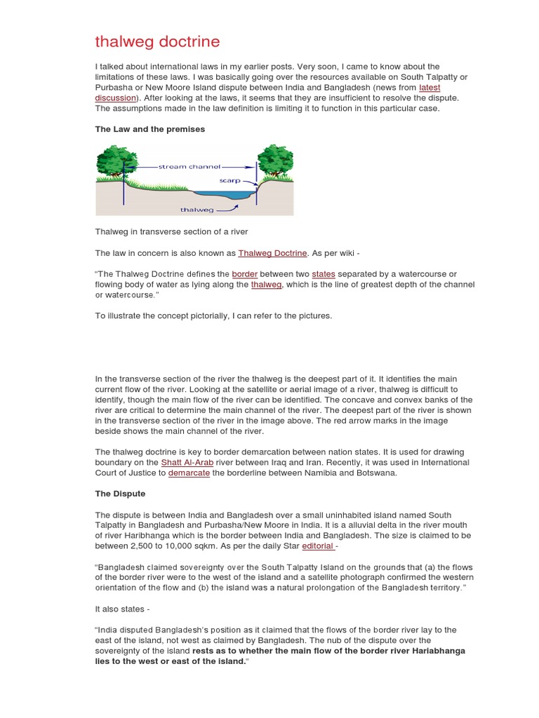 Thalweg Doctrine Territorial Waters Exclusive Economic Zone