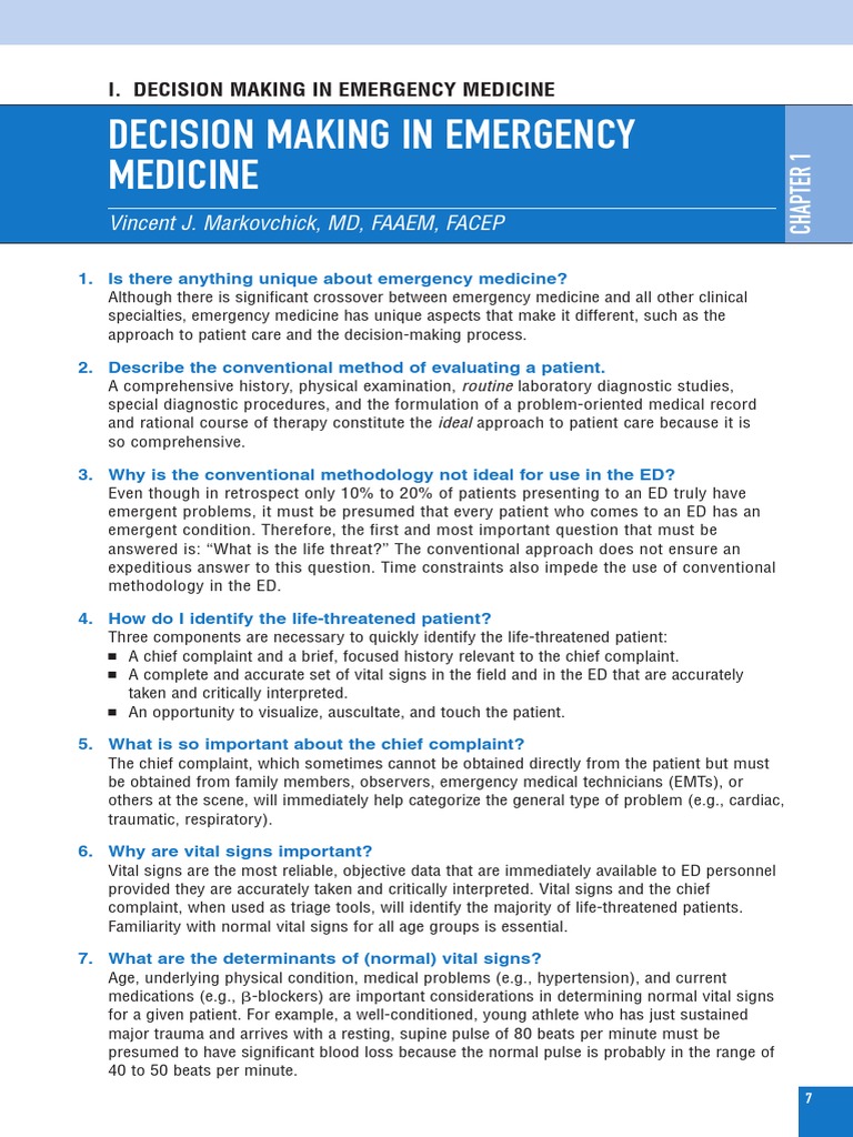 Emergency Medicine Decision Making | PDF | Medical Diagnosis | Patient