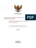 Regulation of MoT No. 39/M-DAG/PER/7/2014 Indonesia Export of Coal and Coal Products
