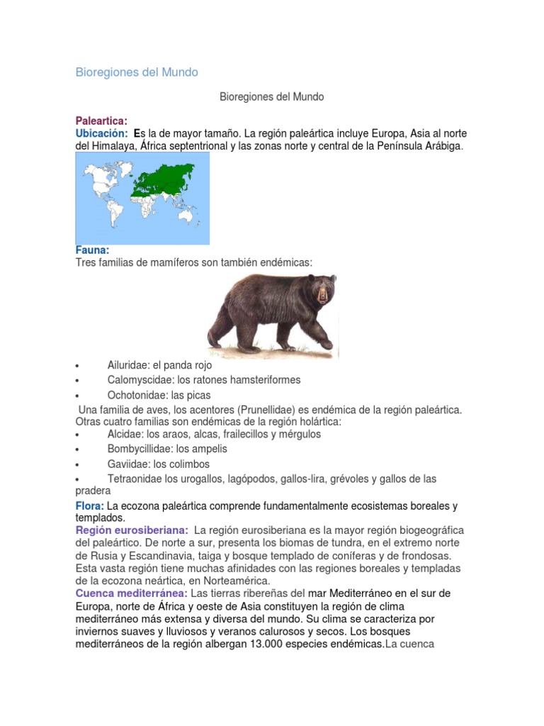 Bioregiones Del Mundo | PDF | Biogeografia | Geografía Física