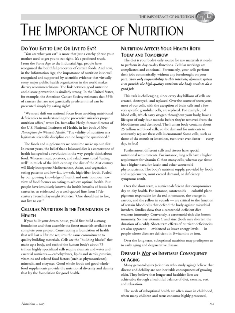 The Impact of Nutrition on Health | PDF | Nutrition | Diet & Nutrition