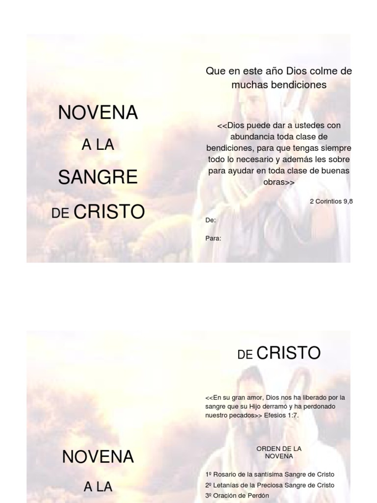Novena a la Sangre de Cristo | PDF | Cristo (título) | Oración
