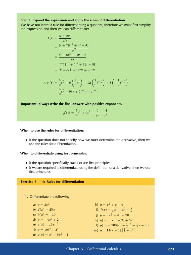 223 Chapter 6. Differential Calculus | PDF | Science & Mathematics