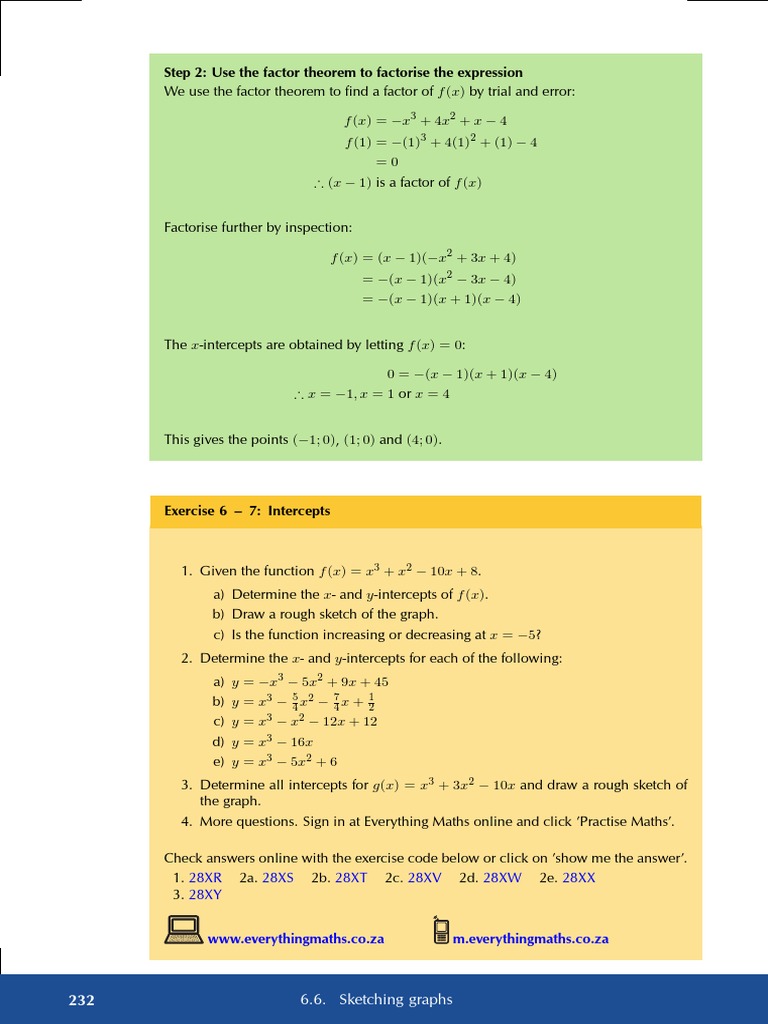 Factor Theorem and Graph Intercepts Guide | PDF | Discrete Mathematics ...