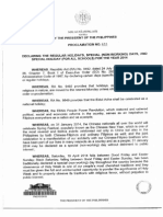 Regular and Special Holidays in 2014 - Philippines (Presidential Proclamation No. 655) 