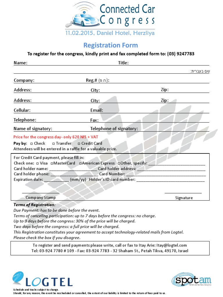 Registration Form For Participant Connected Car 2015 | PDF
