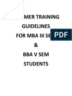 Summer Training Guidelines For Mba Iii Sem & Bba V Sem Students