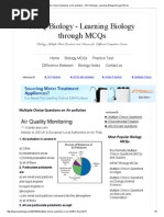 Multiple Choice Questions on Air pollution ~ MCQ Biology - Learning Biology through MCQs