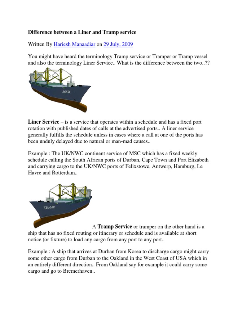 Difference Between A Liner and Tramp Service Ships Port