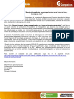 Boletín de Prensa 4 de Agosto 2014 Corpoica Presenta El Libro "Manejo Integrado Del Gusano Perforador en El Fruto de Lulo y Tomate de Árbol"